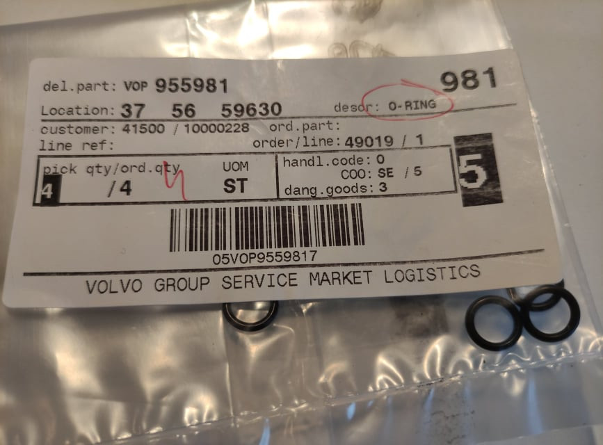 Volvo Penta o-kroužek pod šroub na držáku ložiska propelleru