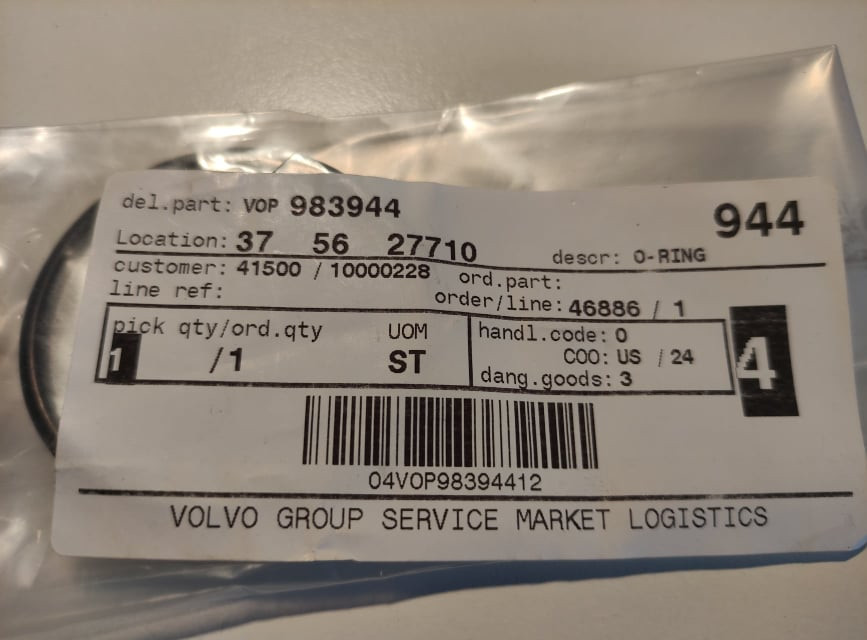 Volvo Penta o-kroužek termostatu